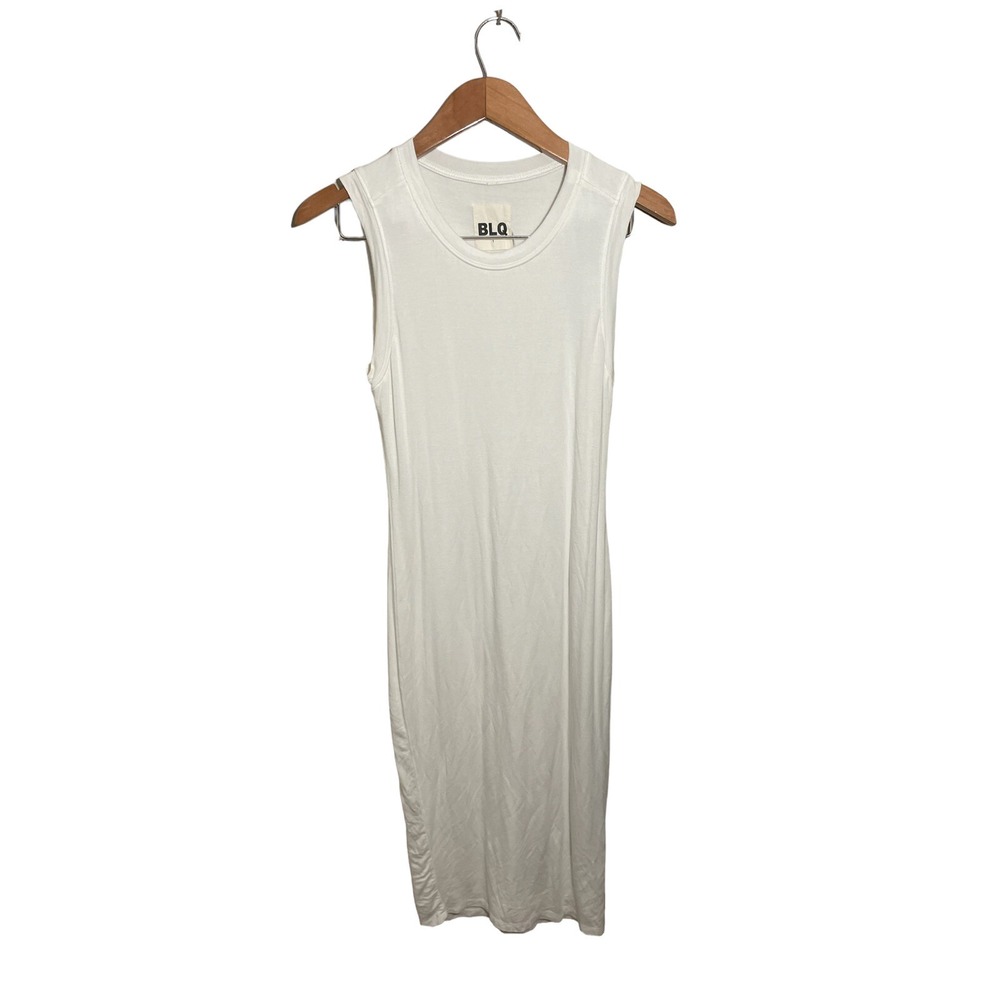 Revolve BLQ‎ Womens Crew Neck Slub Midi Tank Dress White Size 1 DAS133M